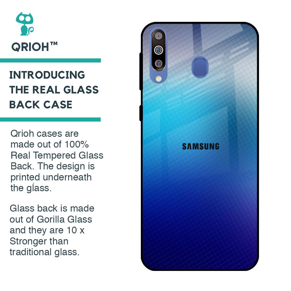 Blue Rhombus Pattern Glass Case for Samsung Galaxy M40