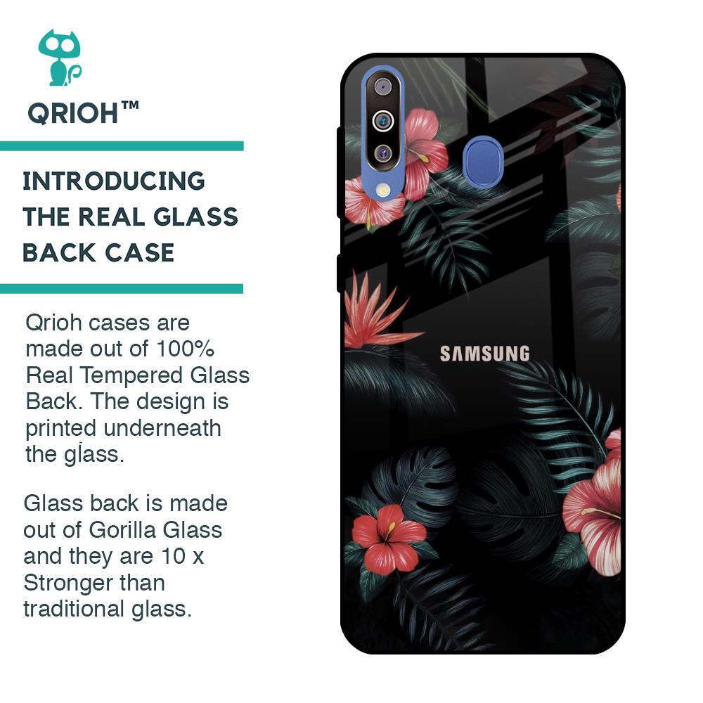 Tropical Art Flower Glass Case for Samsung Galaxy M40