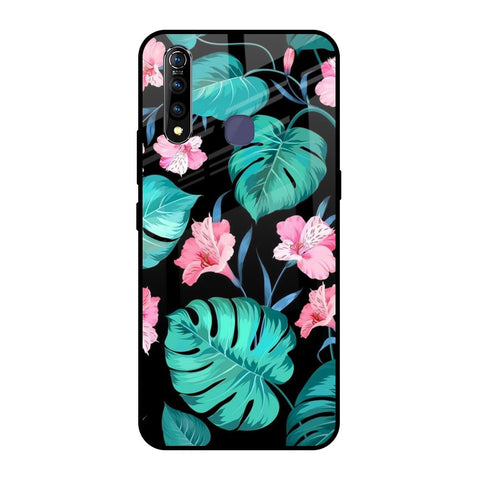 Tropical Leaves & Pink Flowers Vivo Z1 Pro Glass Back Cover Online