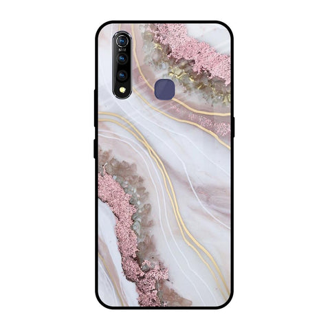 Pink & Gold Gllitter Marble Vivo Z1 Pro Glass Back Cover Online