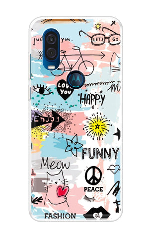 Happy Doodle Motorola One Vision Back Cover