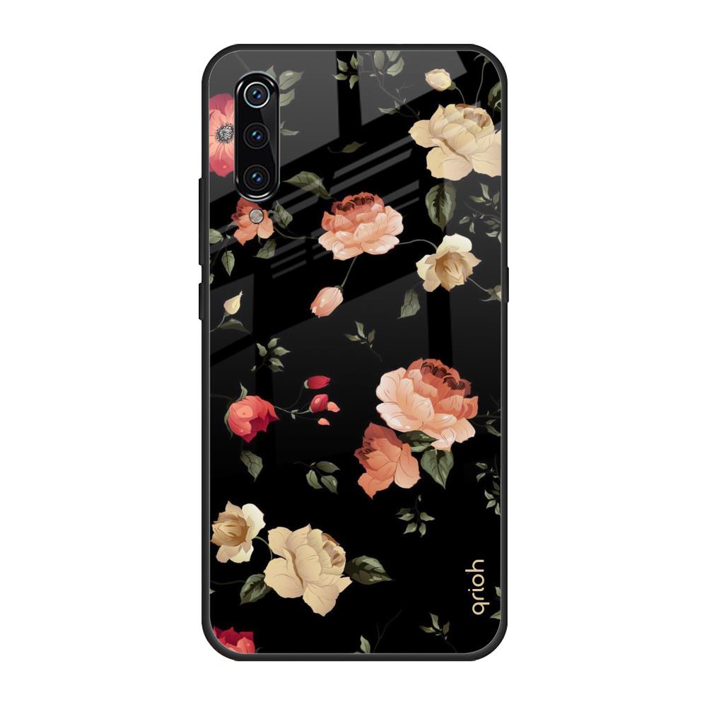 Black Spring Floral Xiaomi Mi A3 Glass Back Cover Online