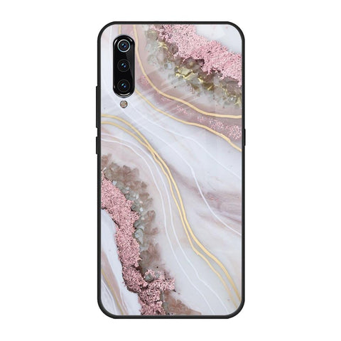 Pink & Gold Gllitter Marble Xiaomi Mi A3 Glass Back Cover Online