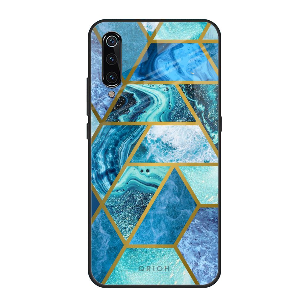 Turquoise Geometrical Marble Xiaomi Mi A3 Glass Back Cover Online