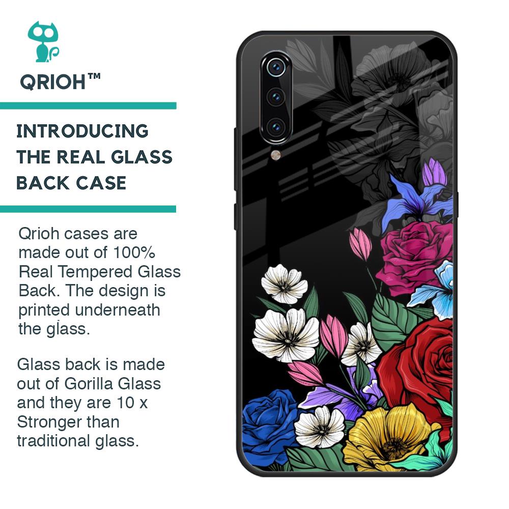 Rose Flower Bunch Art Glass Case for Xiaomi Mi A3