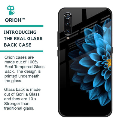 Half Blue Flower Glass Case for Xiaomi Mi A3