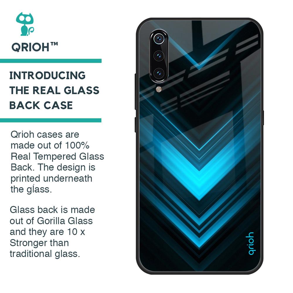 Vertical Blue Arrow Glass Case For Xiaomi Mi A3