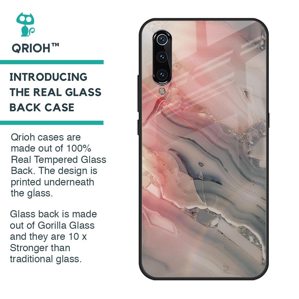 Pink And Grey Marble Glass Case For Xiaomi Mi A3