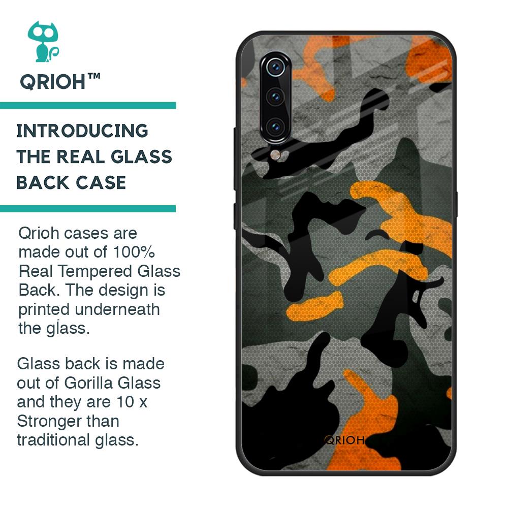 Camouflage Orange Glass Case For Xiaomi Mi A3