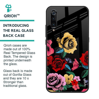 Floral Decorative Glass Case For Xiaomi Mi A3