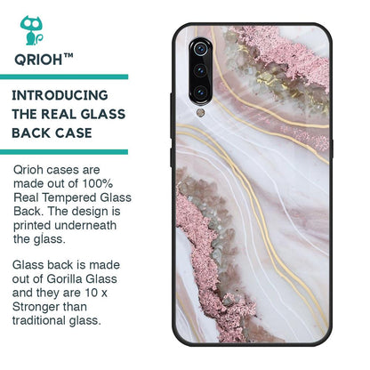 Pink & Gold Gllitter Marble Glass Case for Xiaomi Mi A3