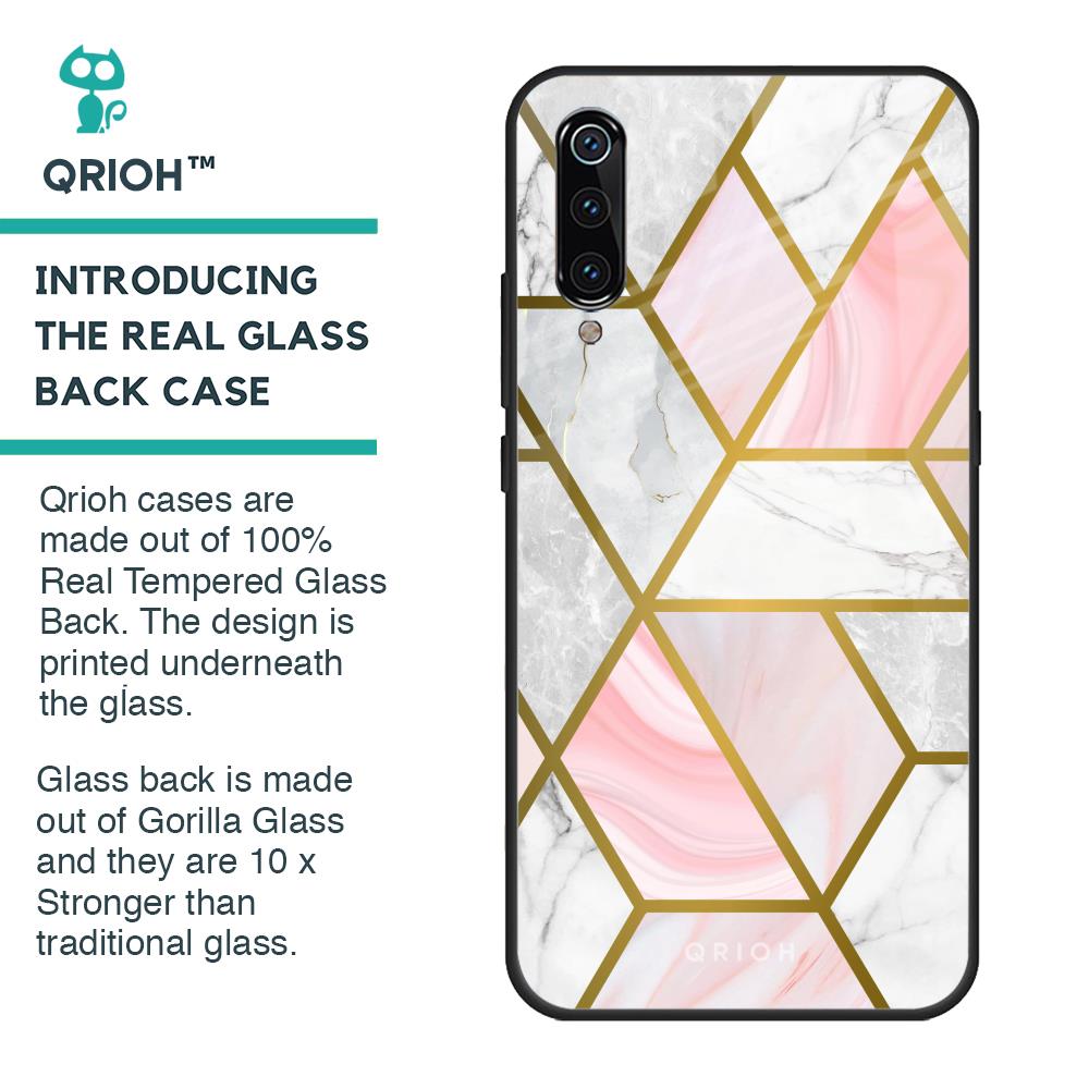 Geometrical Marble Glass Case for Xiaomi Mi A3