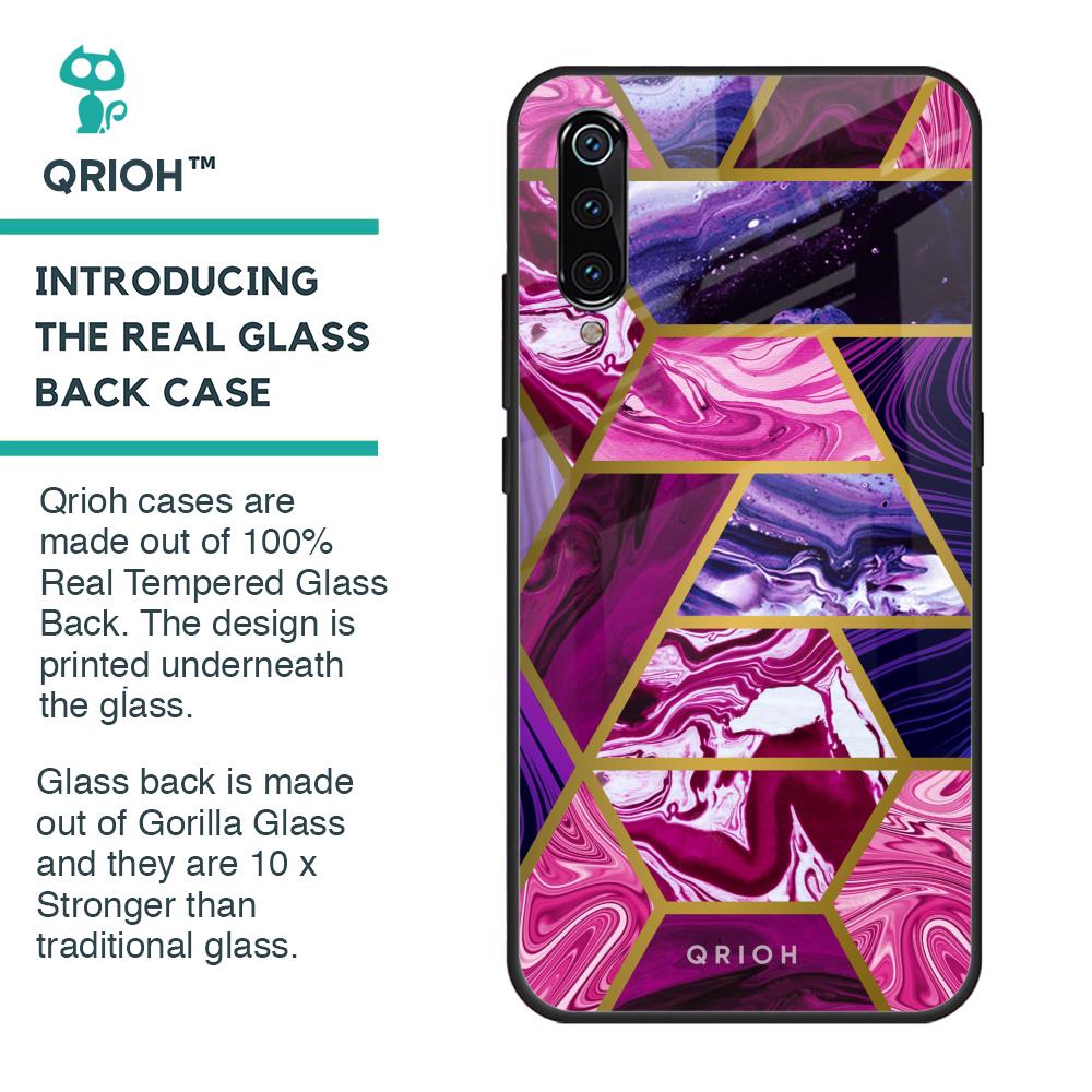 Electroplated Geometric Marble Glass Case for Xiaomi Mi A3
