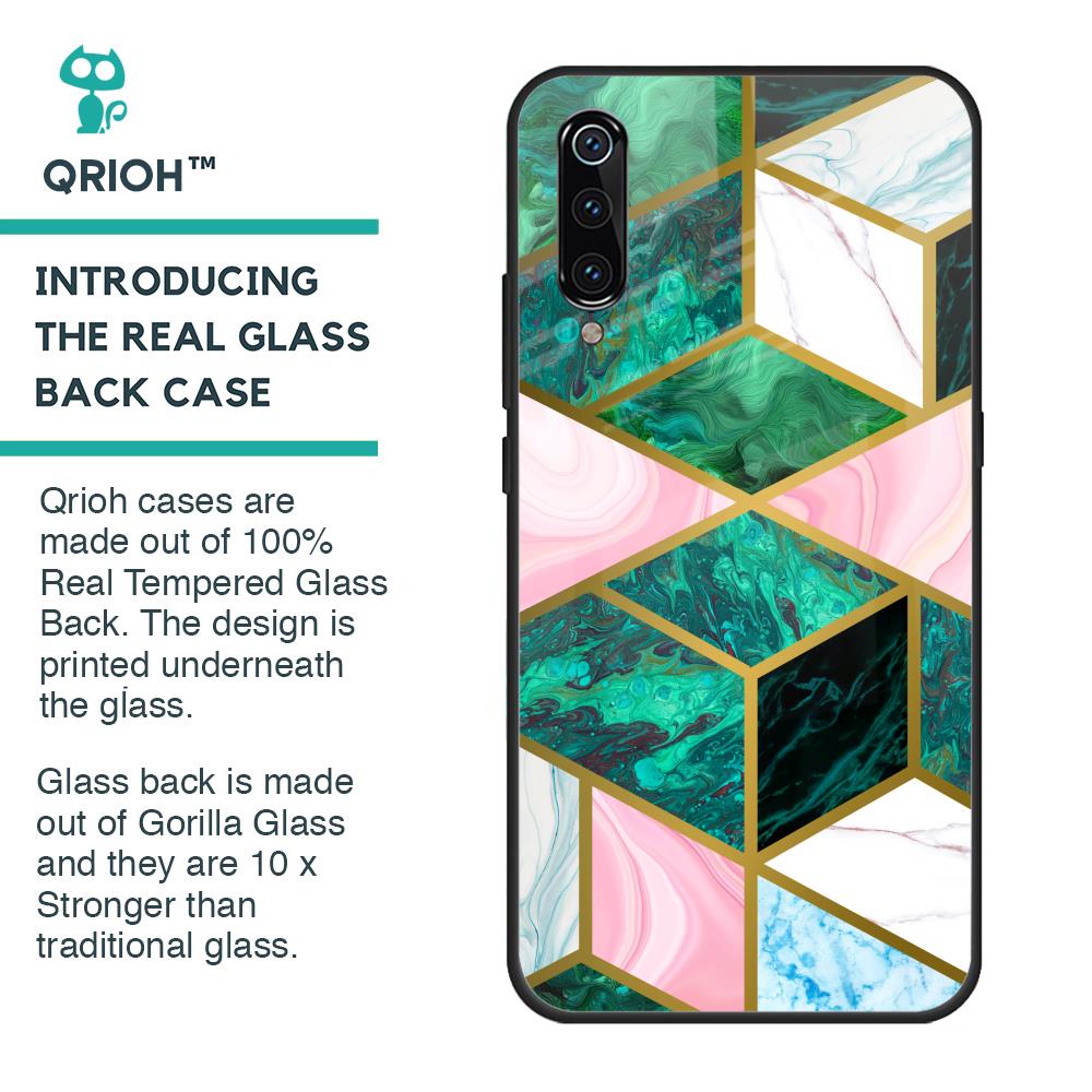 Seamless Green Marble Glass Case for Xiaomi Mi A3
