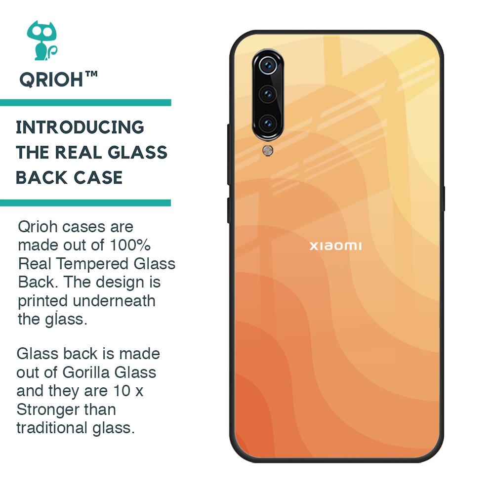 Orange Curve Pattern Glass Case for Xiaomi Mi A3