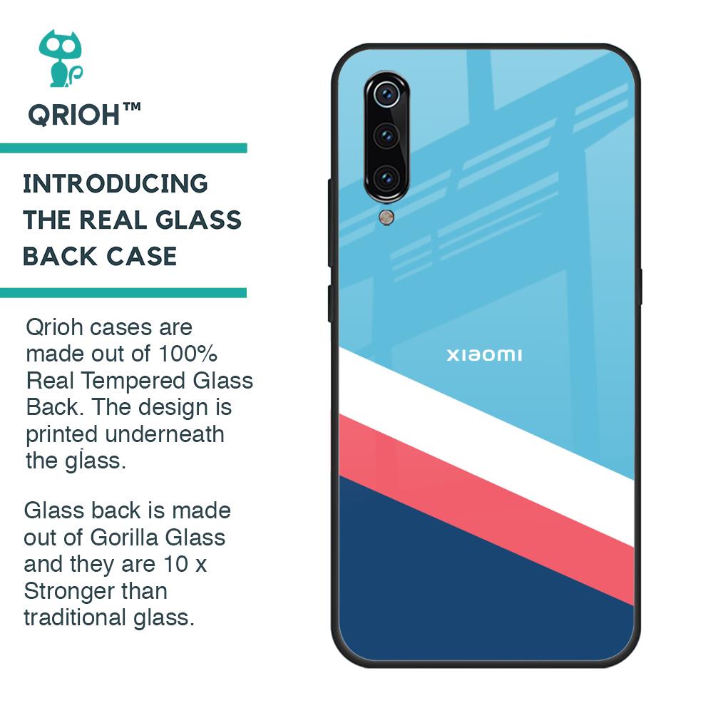 Pink & White Stripes Glass Case For Xiaomi Mi A3