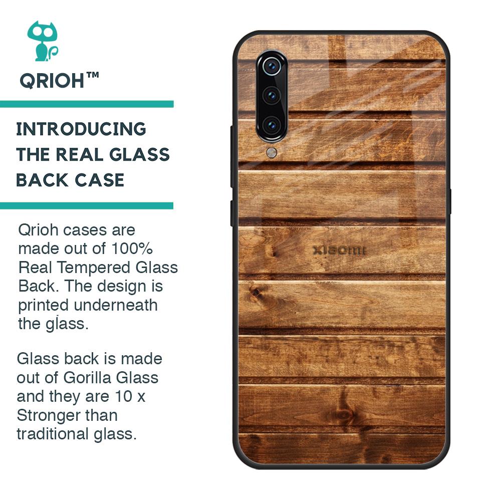 Wooden Planks Glass Case for Xiaomi Mi A3