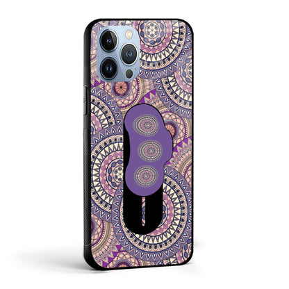 Mandala Glass case with Slider Phone Grip Combo