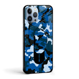 Army Blue Glass case with Slider Phone Grip Combo