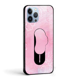 Pink Floral Glass case with Slider Phone Grip Combo