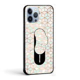 Geometric Marble Glass case with Slider Phone Grip Combo