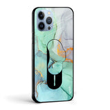 Green Marble Glass case with Slider Phone Grip Combo