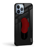 Carbon Fibre Texture Glass case with Slider Phone Grip Combo