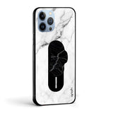 B&W Marble Glass case with Slider Phone Grip Combo