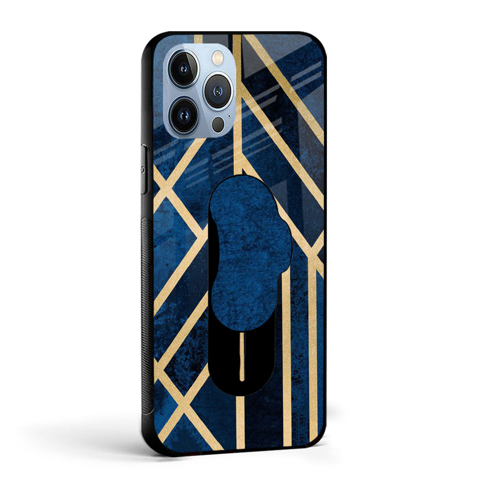 Abstract Blue Glass case with Slider Phone Grip Combo
