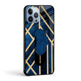 Abstract Blue Glass case with Slider Phone Grip Combo