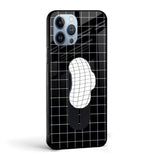 Checked Square Pattern Glass case with Slider Phone Grip Combo