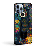 Owl Art Glass case with Slider Phone Grip Combo