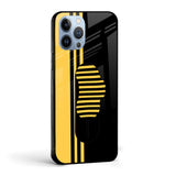 Black And Yellow Stripes Glass case with Slider Phone Grip Combo
