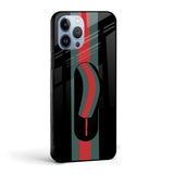 Branded Stripe Glass case with Slider Phone Grip Combo