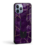 Geometric Purple Glass case with Slider Phone Grip Combo