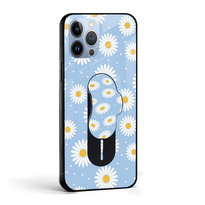 Pastel Blue Glass case with Slider Phone Grip Combo