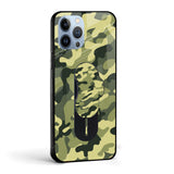 Army Green Glass case with Slider Phone Grip Combo