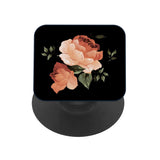 Black Floral Glass case with Square Phone Grip Combo