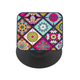 Colorful Mandala Glass case with Square Phone Grip Combo