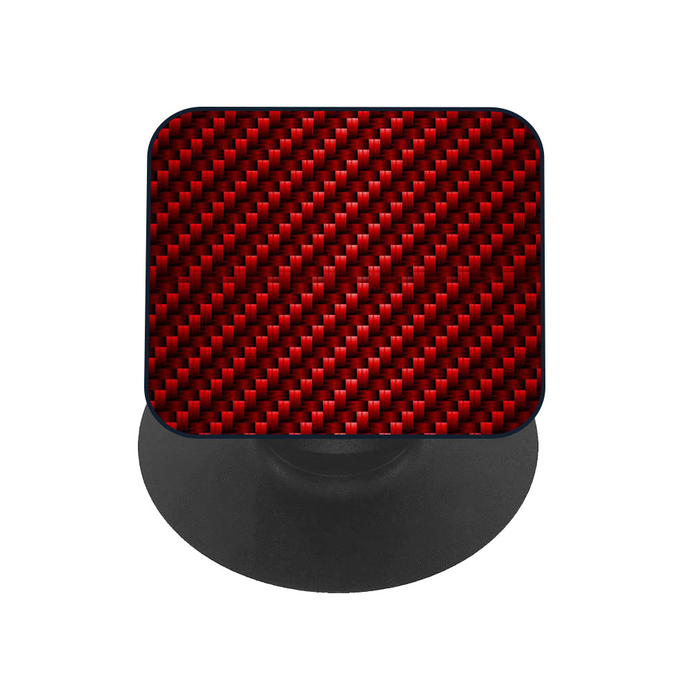 Carbon Fibre Texture Glass case with Square Phone Grip Combo