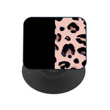 Half Leopard Half Black Glass case with Square Phone Grip Combo