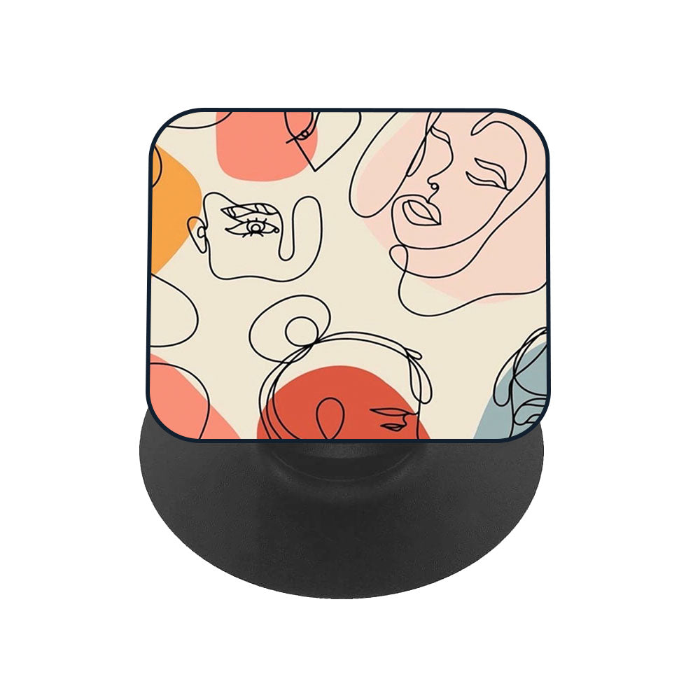 Abstract Faces Glass case with Square Phone Grip Combo