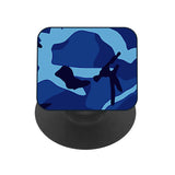 Dark Army Blue Glass case with Square Phone Grip Combo