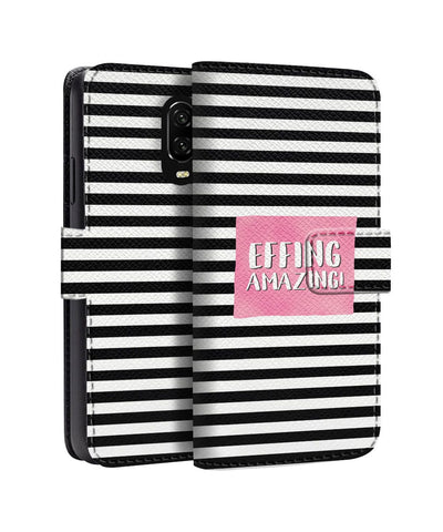 White & Black Stripes OnePlus Flip Cases & Covers Online