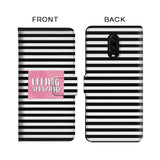 White & Black Stripes Flip Case for OnePlus