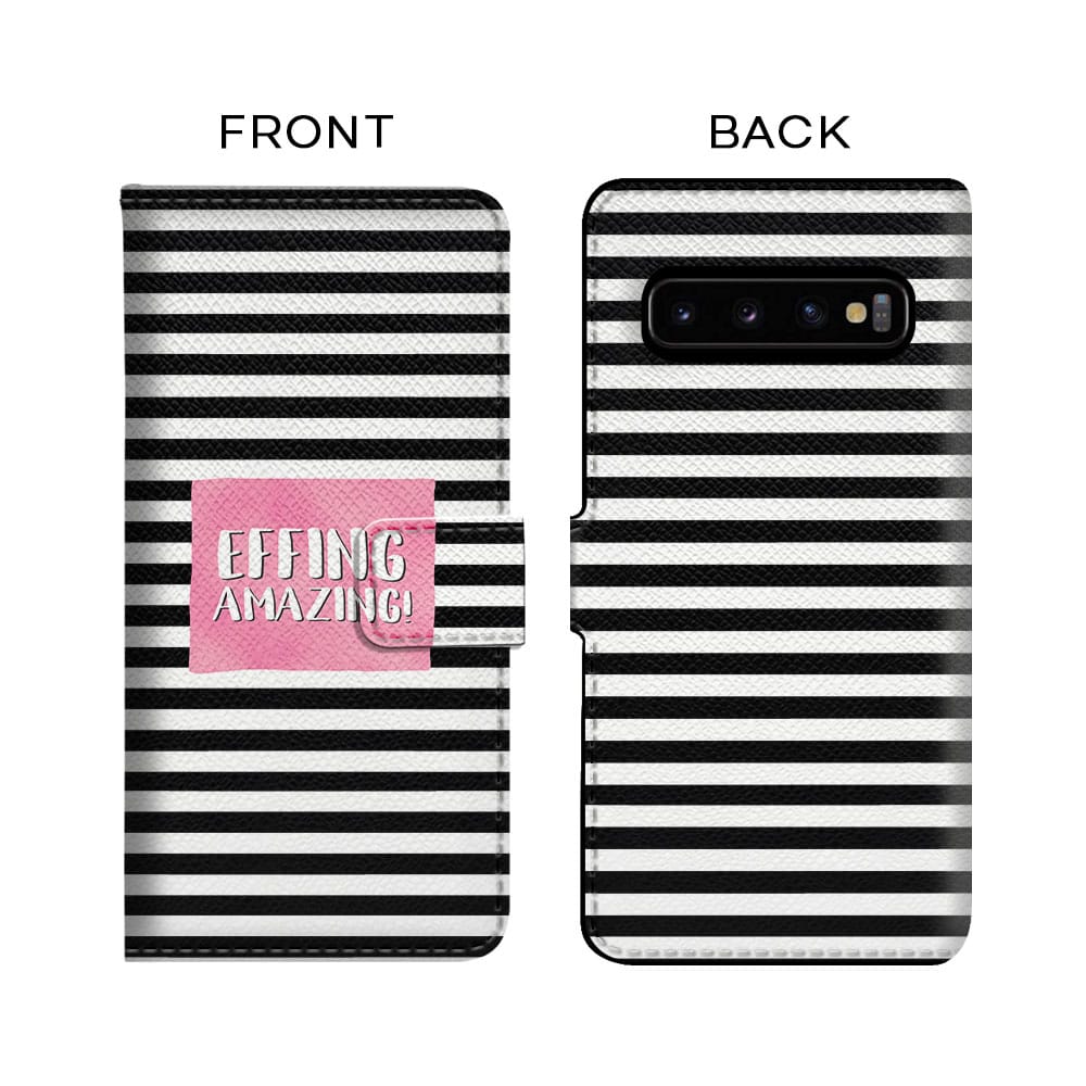 White & Black Stripes Flip Case for Samsung