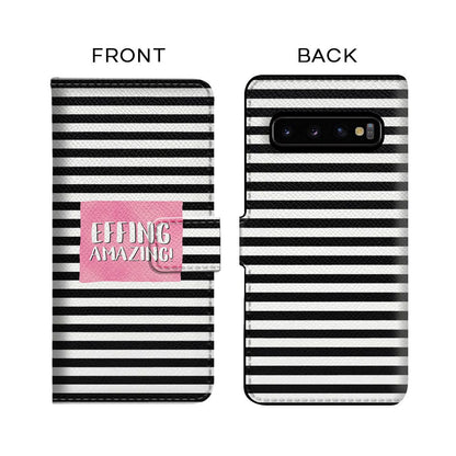 White & Black Stripes Flip Case for Samsung