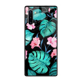 Tropical Leaves & Pink Flowers Samsung Galaxy Note 10 Glass Back Cover Online