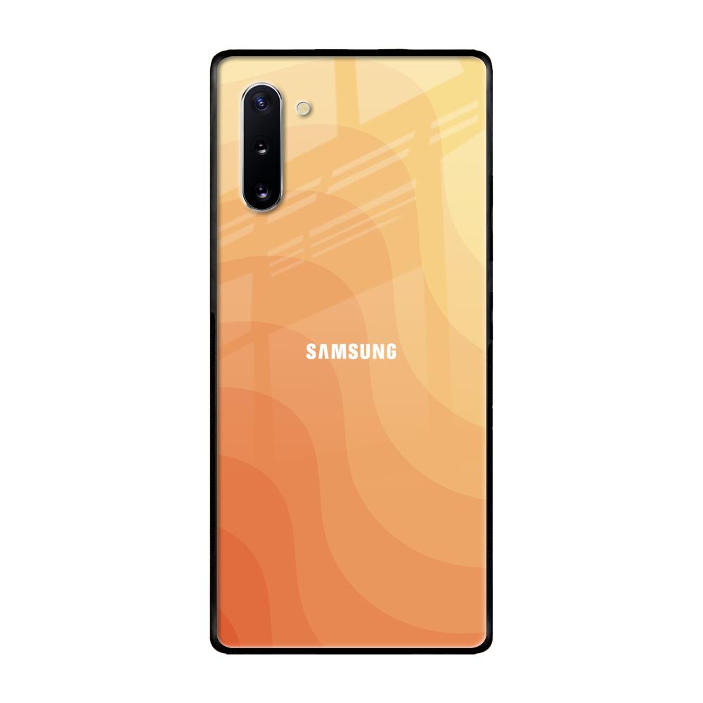 Orange Curve Pattern Samsung Galaxy Note 10 Glass Back Cover Online
