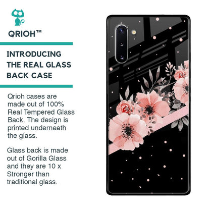 Floral Black Band Glass Case For Samsung Galaxy Note 10